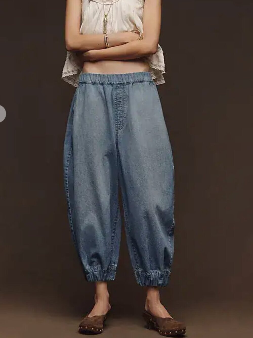 High rise crop pull on Jogger jeans